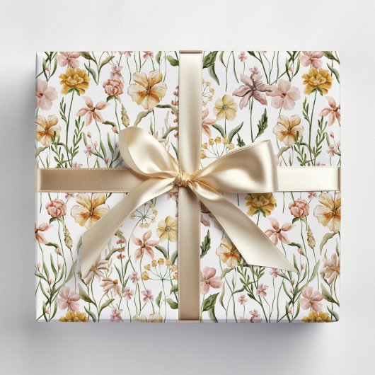 Aquarellfarbene Wildblume Blumenmuster Geschenkpapier