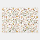 Aquarellfarbene Wildblume Blumenmuster Geschenkpapier Set (Vorderseite)