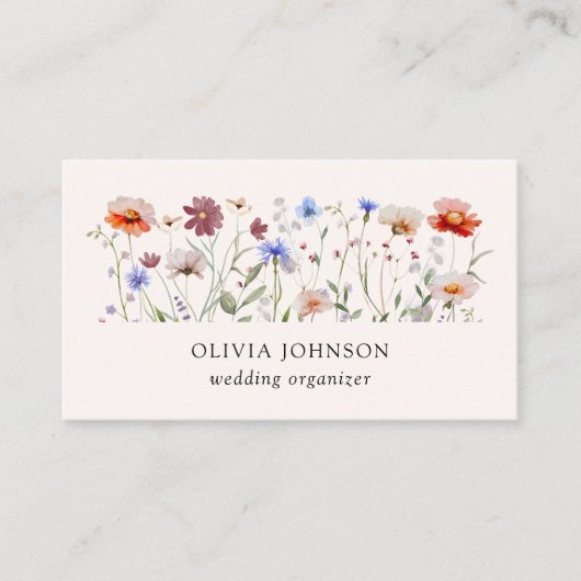 Aquarellfarbene Wildblume Business Card Visitenkarte (Vorderseite)