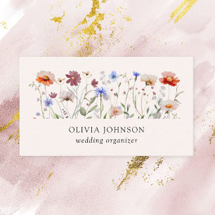 Aquarellfarbene Wildblume Business Card Visitenkarte
