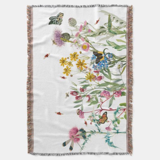 Aquarellfarbene Wildblume Insekten Blumengarten Decke (Vorderseite Vertikal)