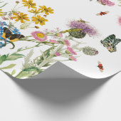 Aquarellfarbene Wildblume Insekten Blumengarten Geschenkpapier (Ecke)