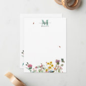 Aquarellfarbene Wildblume Insekten Blumengarten Mitteilungskarte (Vorderseite/Rückseite Beispiel)