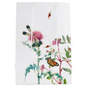 Aquarellfarbene Wildblume Insekten Blumengarten Mittlere Geschenktüte (Rückseite)