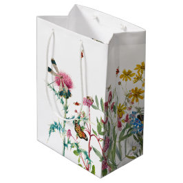 Aquarellfarbene Wildblume Insekten Blumengarten Mittlere Geschenktüte