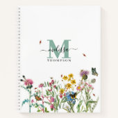 Aquarellfarbene Wildblume Insekten Blumengarten Notizblock (Vorderseite)