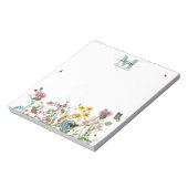 Aquarellfarbene Wildblume Insekten Blumengarten Notizblock (Rotiert)