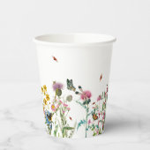 Aquarellfarbene Wildblume Insekten Blumengarten Pappbecher (Links)