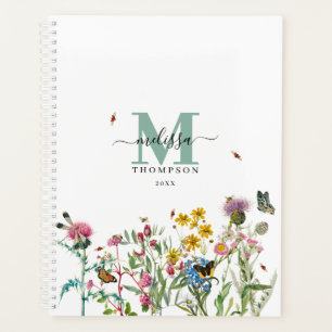 Aquarellfarbene Wildblume Insekten Blumengarten Planer