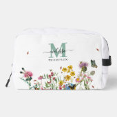 Aquarellfarbene Wildblume Insekten Blumengarten Waschbeutel (Rückseite)