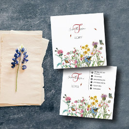 Aquarellfarbene Wildblume Insekten Florist Quadratische Visitenkarte