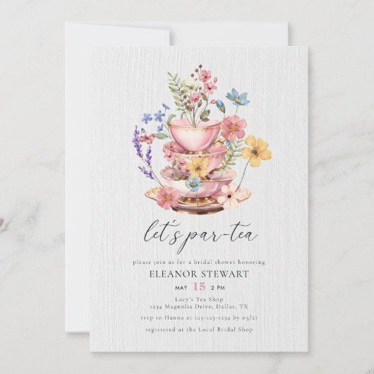 Aquarellfarbene Wildblume Lasse Partea Brautparty Einladung (Vorderseite)