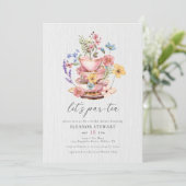 Aquarellfarbene Wildblume Lasse Partea Brautparty Einladung (Stehend Vorderseite)
