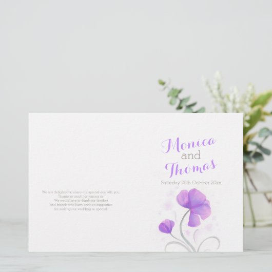 Aquarellfarbene Wildblume lila graues Hochzeitspro (Stehend Vorderseite)