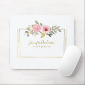 Aquarellfarbene Wildblume Pinselstrich Mousepad (Mit Mouse)