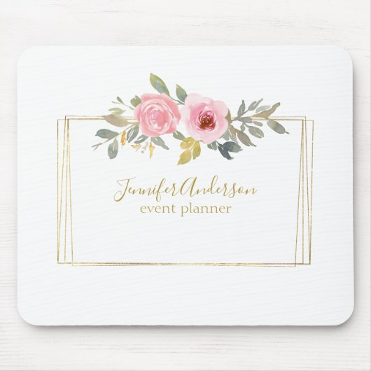 Aquarellfarbene Wildblume Pinselstrich Mousepad (Vorne)