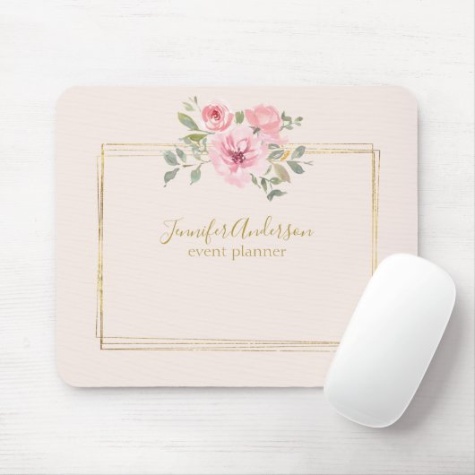 Aquarellfarbene Wildblume Pinselstrich Mousepad (Mit Mouse)