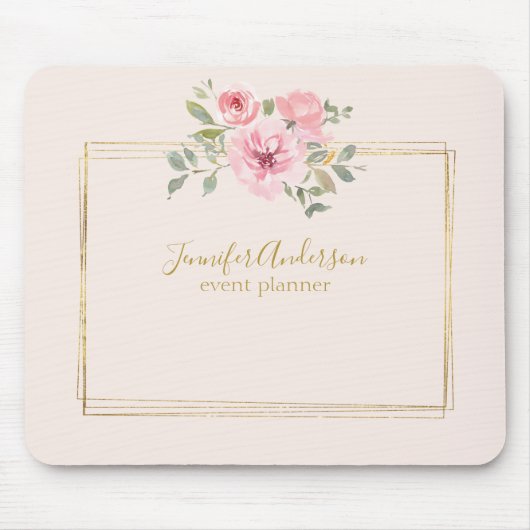 Aquarellfarbene Wildblume Pinselstrich Mousepad (Vorne)