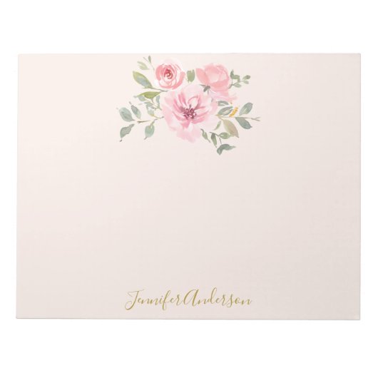 Aquarellfarbene Wildblume Pinselstrich Notizblock (Vorderseite)