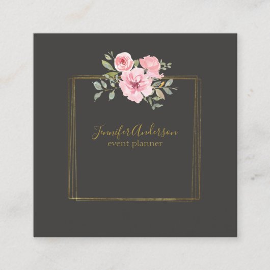 Aquarellfarbene Wildblume Pinselstrich Quadratische Visitenkarte (Vorderseite)