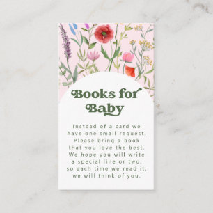 Aquarellfarbene Wildblume Rosa Bücher für Kinder Begleitkarte