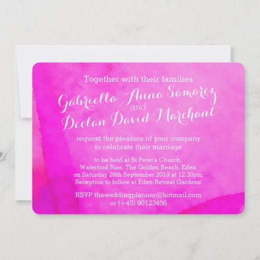 Aquarellfarbene Wildblume Rosa Hochzeit einladen Einladung (Rückseite)