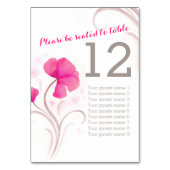 Aquarellfarbene Wildblume Rosa Hochzeit Tischnumme Tischnummer (Vorderseite)