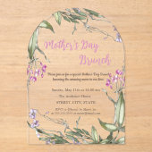 Aquarellfarbene Wildblume Rosa Muttertag Brunch Acryleinladungen (Vorderseite)