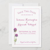 Aquarellfarbene Wildblume Save the Date rosa Flora (Vorderseite)