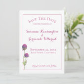 Aquarellfarbene Wildblume Save the Date rosa Flora (Stehend Vorderseite)