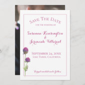 Aquarellfarbene Wildblume Save the Date rosa Flora (Vorne/Hinten)