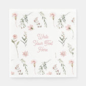 Aquarellfarbene Wildblume und Grünpflanzen Serviette (Vorderseite)