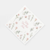 Aquarellfarbene Wildblume und Grünpflanzen Serviette (Ecke)