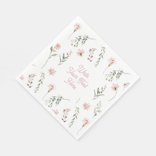 Aquarellfarbene Wildblume und Grünpflanzen Serviette (Ecke)