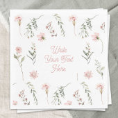 Aquarellfarbene Wildblume und Grünpflanzen Serviette