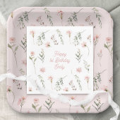 Aquarellfarbene Wildblume und Grünpflanzen Serviette