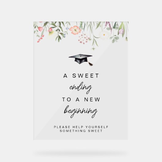 Aquarellfarbene Wildblumen Abschluss Transparentes Acrylschild (Vorderseite)