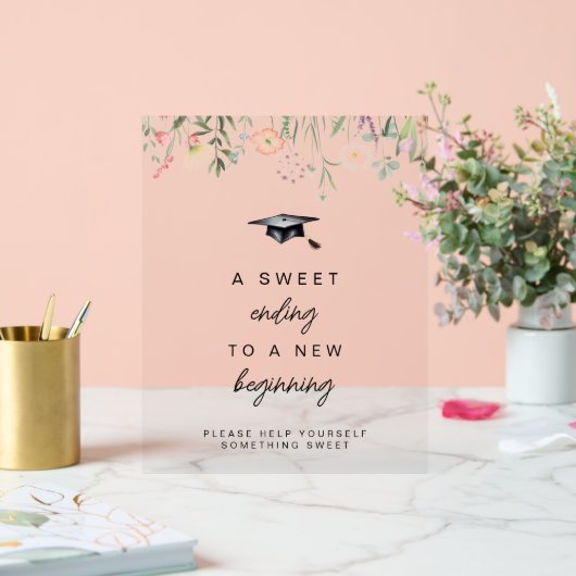 Aquarellfarbene Wildblumen Abschluss Transparentes Acrylschild (Hochzeit)