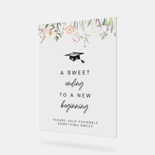 Aquarellfarbene Wildblumen Abschluss Transparentes Acrylschild (Winkel)