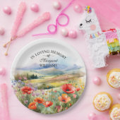 Aquarellfarbene Wildblumen anlässlich der Beerdigu Pappteller (Party)