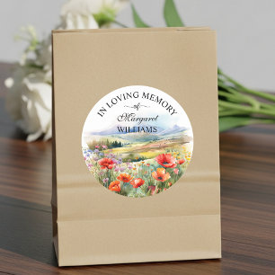 Aquarellfarbene Wildblumen anlässlich der Beerdigu Runder Aufkleber