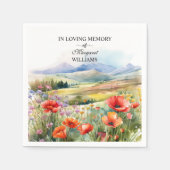 Aquarellfarbene Wildblumen anlässlich der Beerdigu Serviette (Vorderseite)