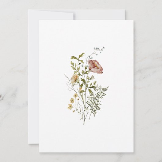 Aquarellfarbene Wildblumen Blumengebirge Brautpart Einladung (Rückseite)
