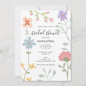 Aquarellfarbene Wildblumen Blumengebirge Brautpart Einladung (Vorderseite)