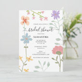 Aquarellfarbene Wildblumen Blumengebirge Brautpart Einladung (Stehend Vorderseite)