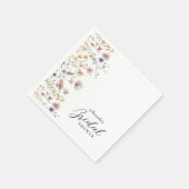 Aquarellfarbene Wildblumen Blumengebirge Brautpart Serviette (Ecke)