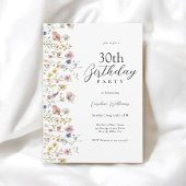 Aquarellfarbene Wildblumen Blumengestein 30. Gebur Einladung