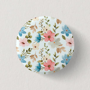 Aquarellfarbene Wildblumen Blumenmuster-67676 Button