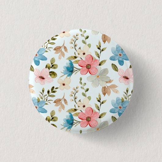 Aquarellfarbene Wildblumen Blumenmuster-67676 Button (Vorderseite)