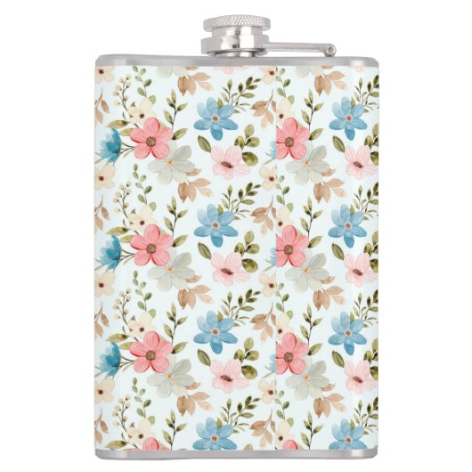 Aquarellfarbene Wildblumen Blumenmuster-67676 Flachmann (Rückseite)